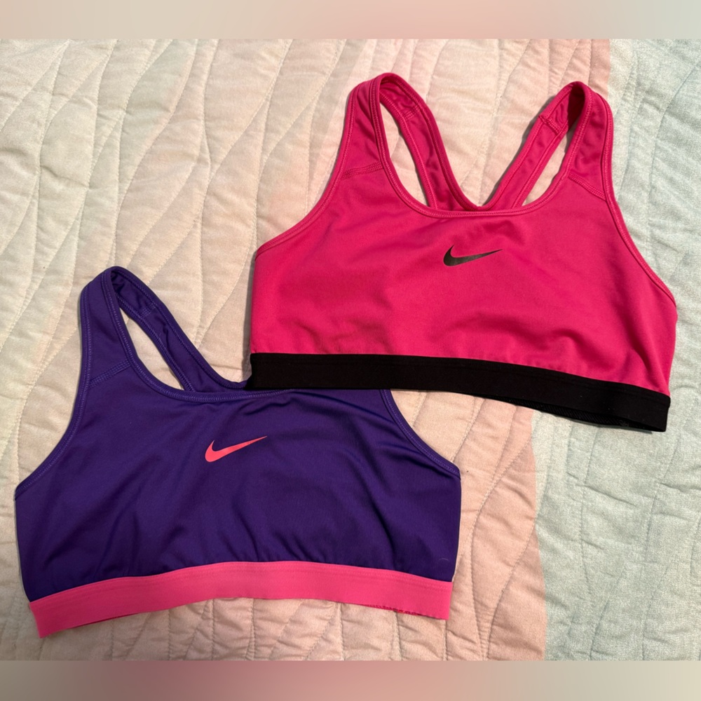 Set of TWO! Nike Pink and Purple Dri-FIT Sports Bra